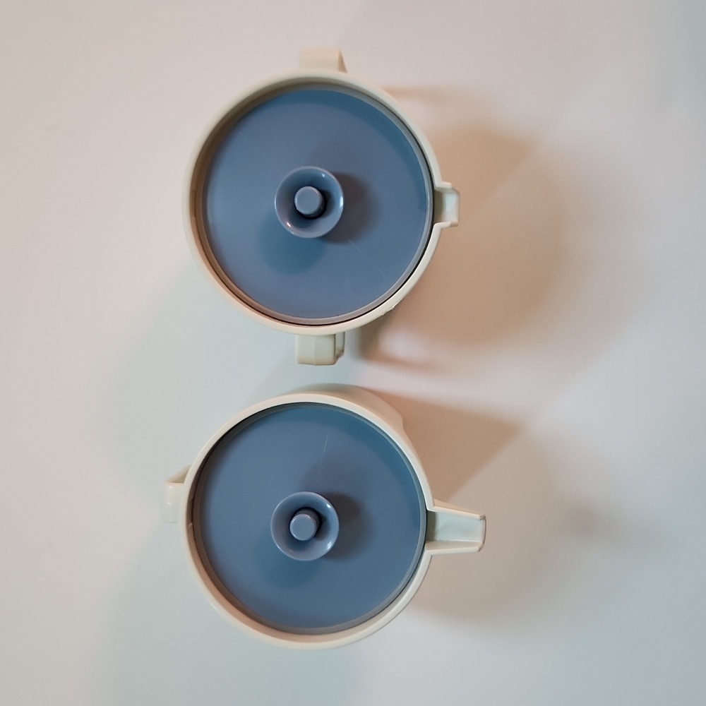 Vintage Tupperware Blue Lidded Sugar & Creamer